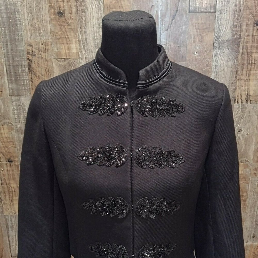 NWT EXPRESS BLACK SPARKLING ACCENTS WOMENS SHORT TUXEDO BLAZER JACKET SZ S NEW